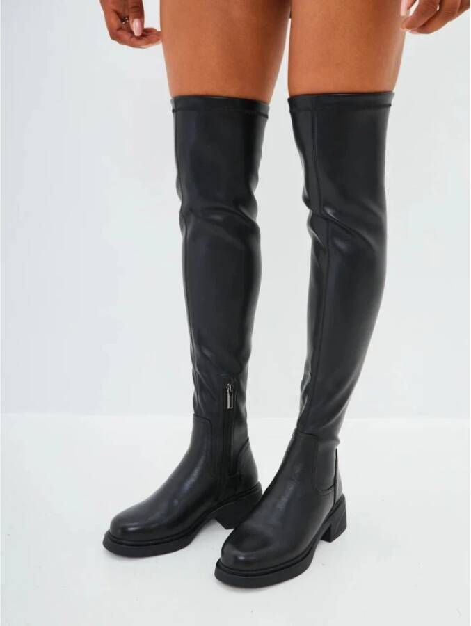 Cesare Gaspari Chique Suède Overknee Laarzen Black Dames