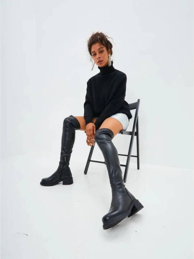 Cesare Gaspari Chique Suède Overknee Laarzen Black Dames