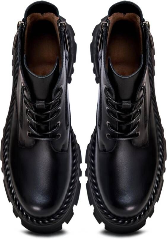 Cesare Gaspari Stijlvolle Veterschoenen Enkellaarsjes Zwart Black Dames