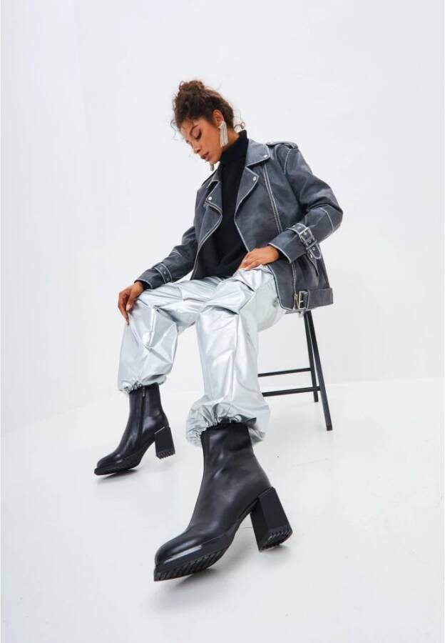 Cesare Gaspari Stiletto Leren Enkellaarzen Black Dames