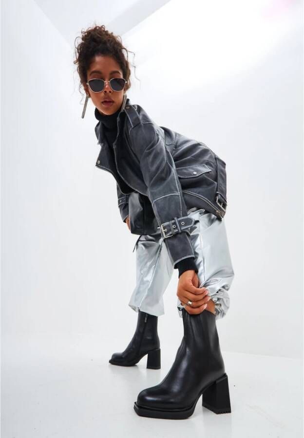 Cesare Gaspari Stiletto Leren Enkellaarzen Black Dames