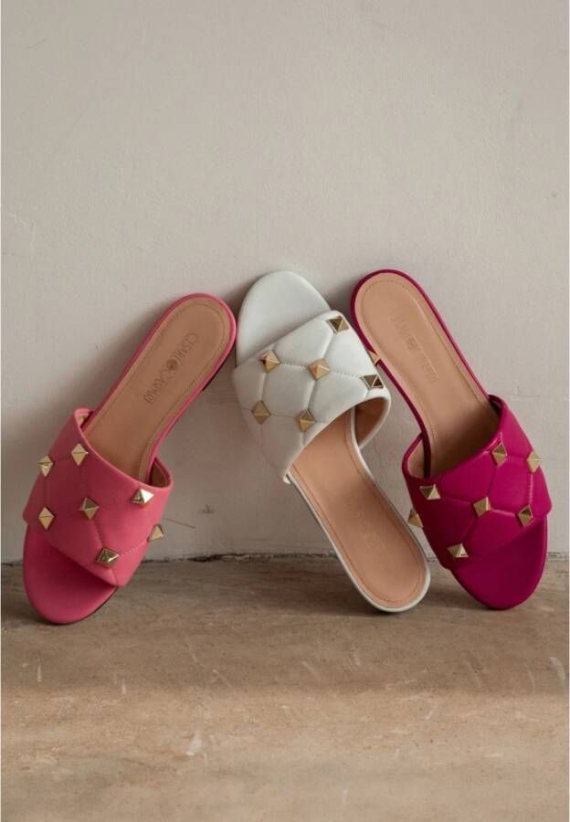 Cesare Gaspari Rockstud Sandalen Mila Fuchsia Pink Dames