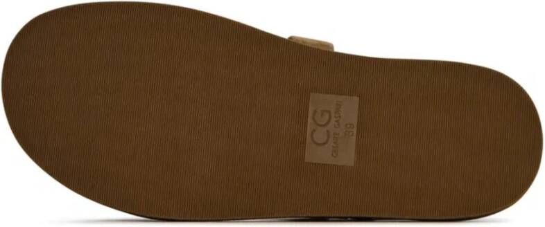 Cesare Gaspari Suede Comfort Velcro Sandals Brown
