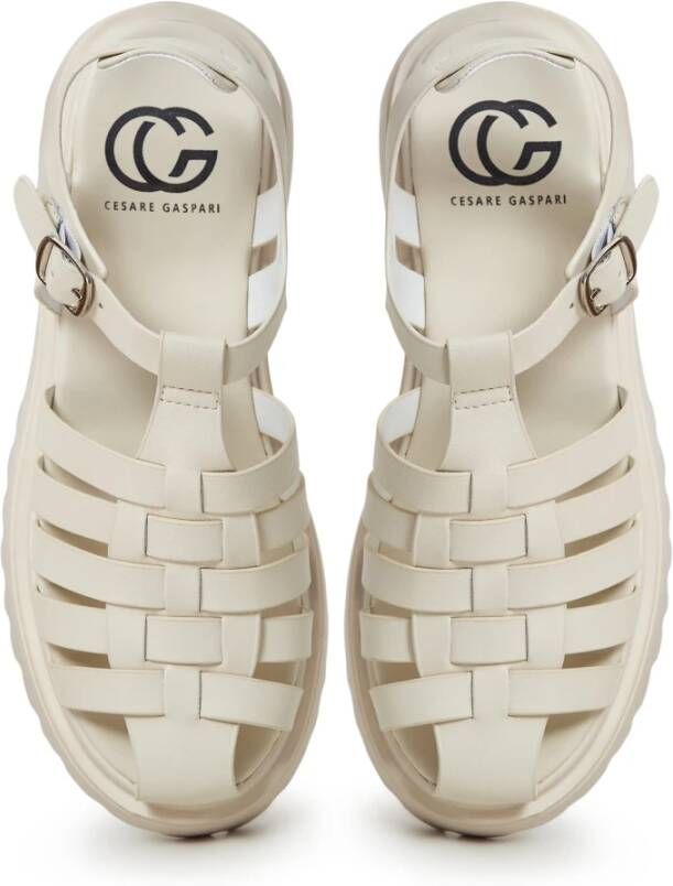 Cesare Gaspari Urban Blokhak Sandalen Beige Dames