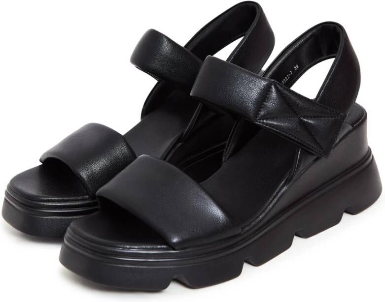 Cesare Gaspari Verhoogde Leren Plateau Sandalen Black Dames