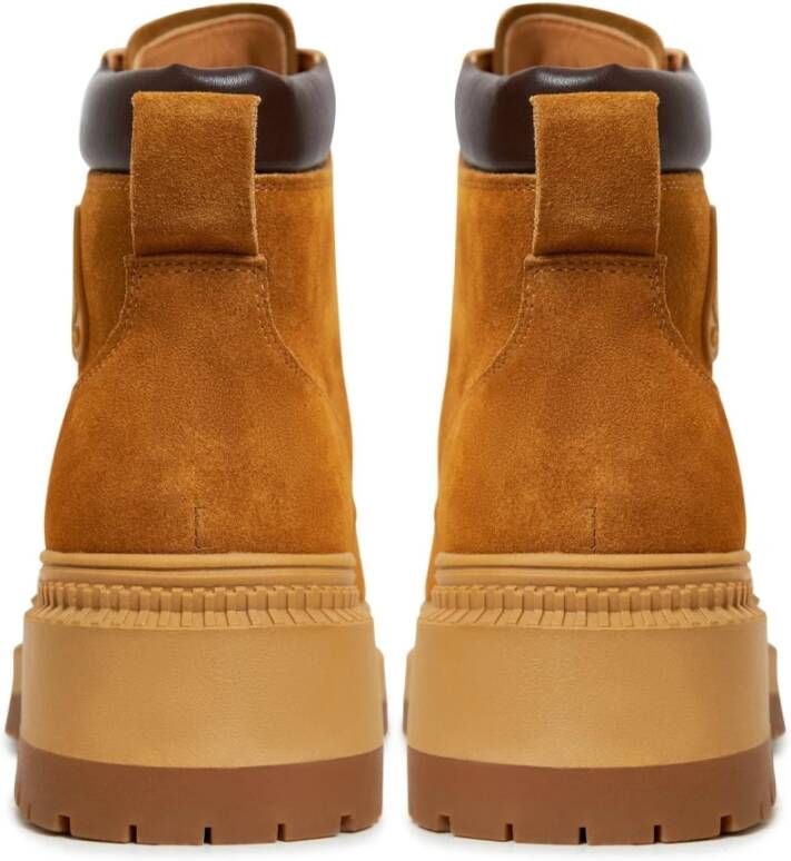 Cesare Gaspari Veterschoenen Enkellaarsjes van Leer Orange Dames