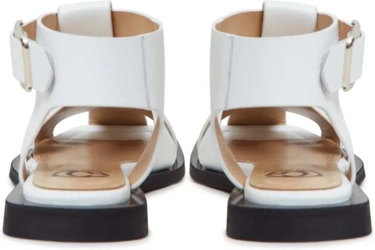 Cesare Gaspari Witte Enkelband Platte Zool Sandalen White Dames