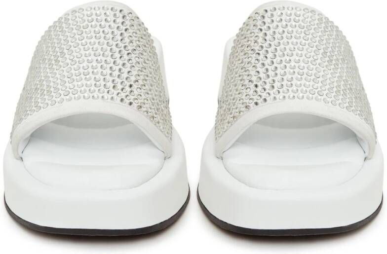 Cesare Gaspari Witte Jewel Platform Mule White Dames