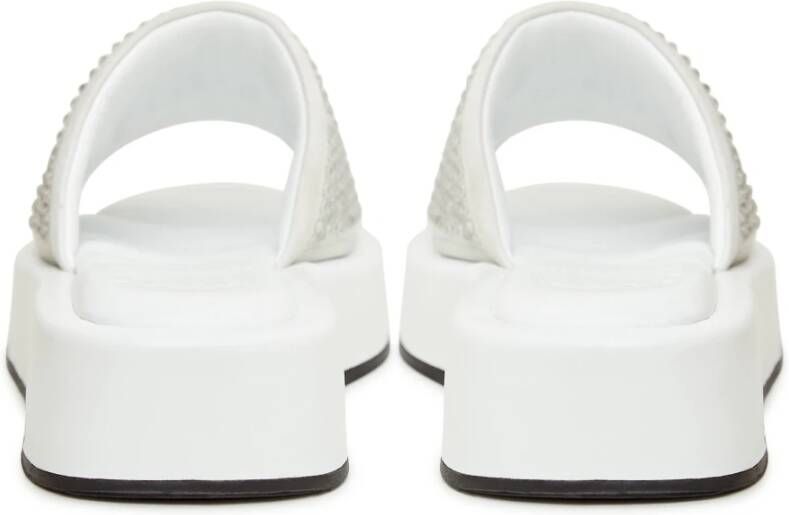 Cesare Gaspari Witte Jewel Platform Mule White Dames