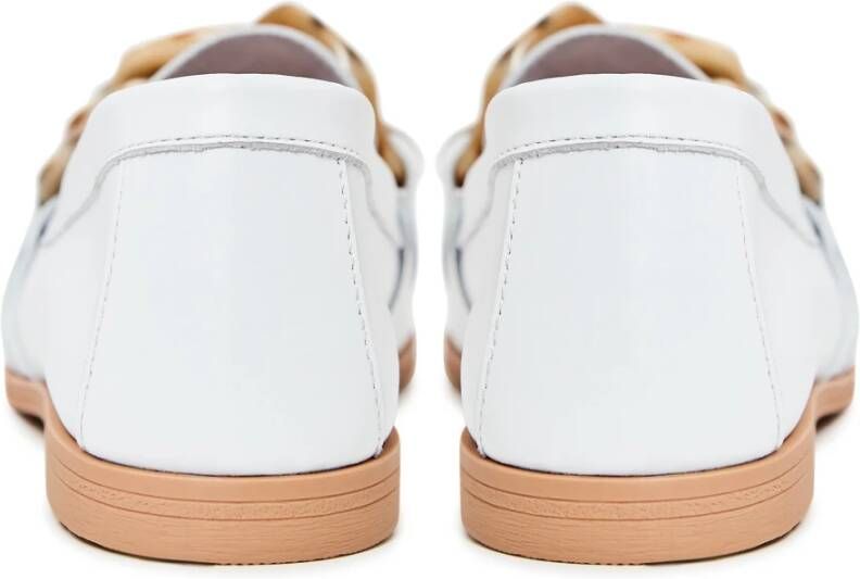 Cesare Gaspari Witte Leren Loafers met Chunky Zool White Dames