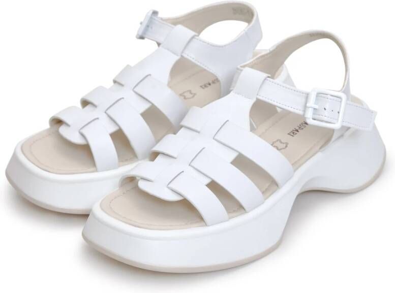 Cesare Gaspari Witte Leren Plateau Sandalen Joanna White Dames