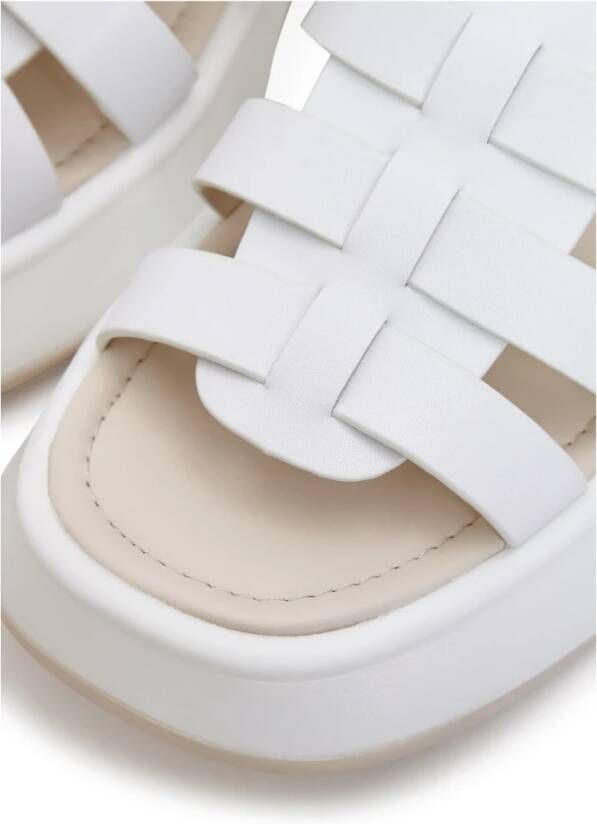 Cesare Gaspari Witte Leren Plateau Sandalen Joanna White Dames