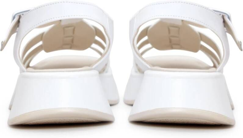 Cesare Gaspari Witte Leren Plateau Sandalen Joanna White Dames