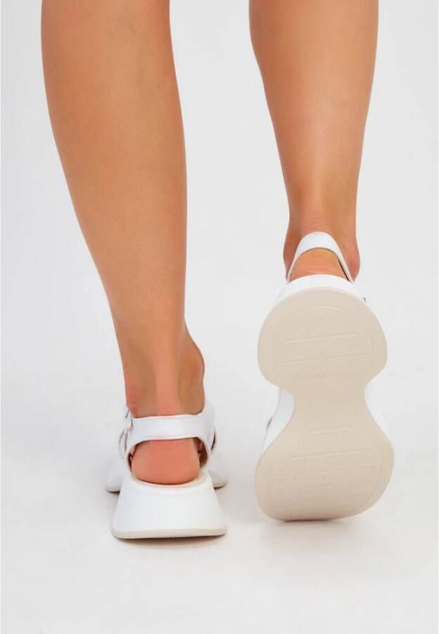 Cesare Gaspari Witte Leren Plateau Sandalen Joanna White Dames