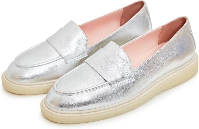 Cesare Gaspari Zilveren Loafers met Chunky Sole Gray Dames