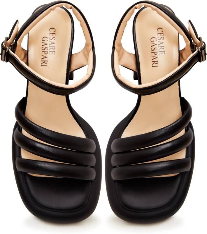 Cesare Gaspari Zwarte blokhak sandalen Black Dames