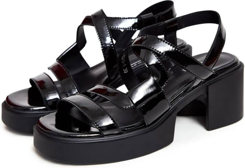Cesare Gaspari Zwarte Blokhak Sandalen Black Dames