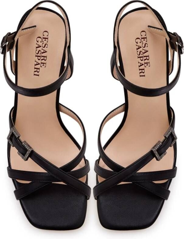 Cesare Gaspari Zwarte hoge hak sandalen Black Dames