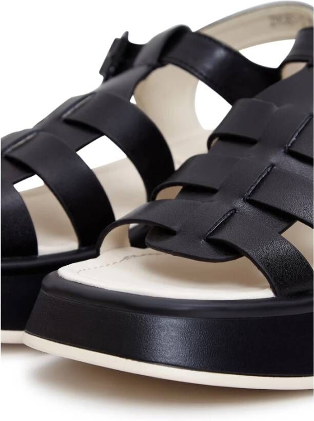 Cesare Gaspari Zwarte Leren Plateau Sandalen Joanna Black Dames