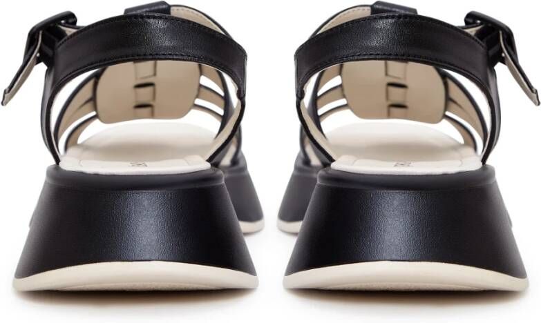 Cesare Gaspari Zwarte Leren Plateau Sandalen Joanna Black Dames