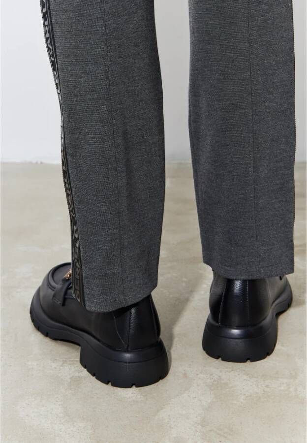 Cesare Gaspari Zwarte Leren Platform Loafers Black Dames