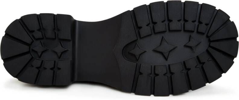 Cesare Gaspari Zwarte Leren Platform Loafers Black Dames