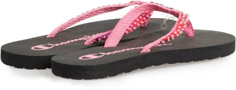 Champion Comfortabele Instap Sandalen met Ronde Neus en Pailletten Versiering Zwart Dames