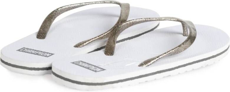 Champion Instap Sandalen met Ronde Neus en Glitterdetail Wit Dames