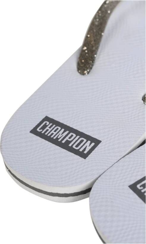 Champion Instap Sandalen met Ronde Neus en Glitterdetail Wit Dames