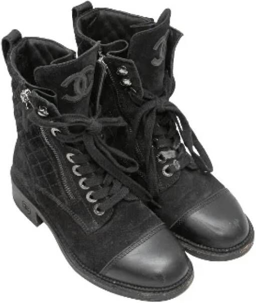 Chanel Vintage Pre-owned Canvas boots Black Dames