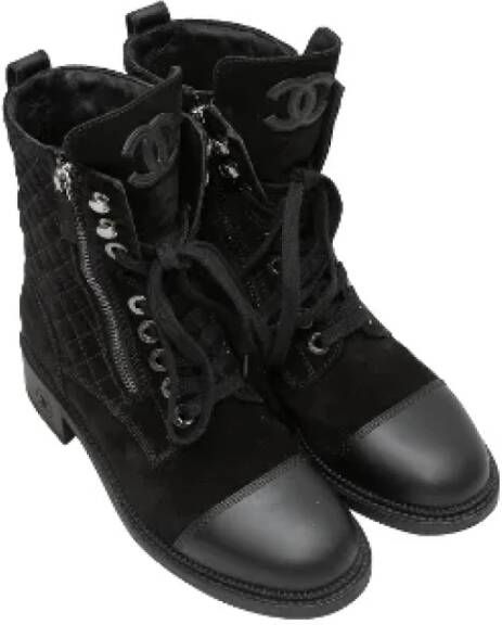 Chanel Vintage Pre-owned Canvas boots Black Dames