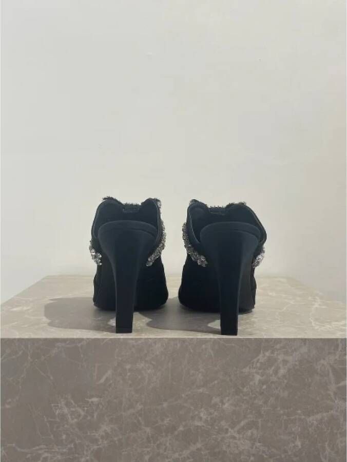 Chanel Vintage Pre-owned Canvas mules Black Dames