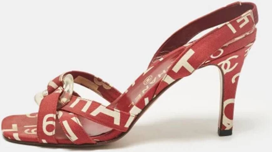 Chanel Vintage Pre-owned Canvas sandals Red Dames