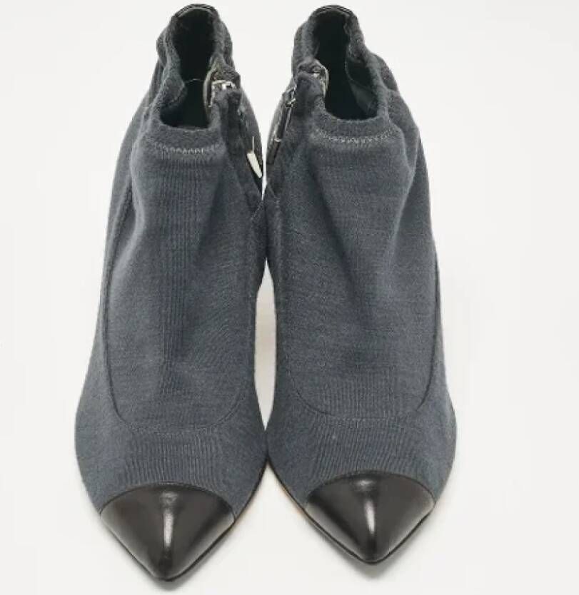Chanel Vintage Pre-owned Fabric boots Gray Dames
