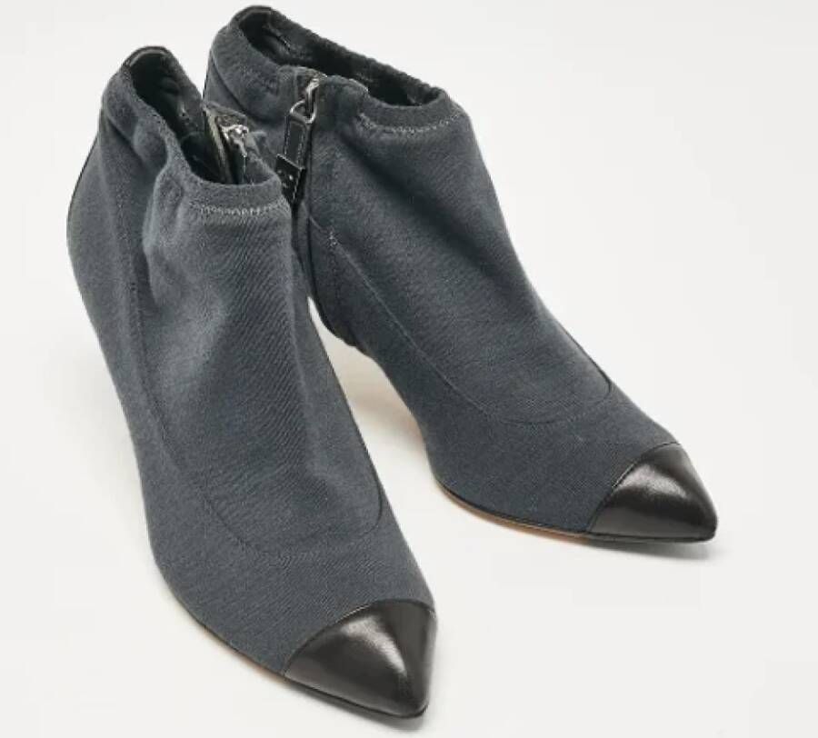 Chanel Vintage Pre-owned Fabric boots Gray Dames