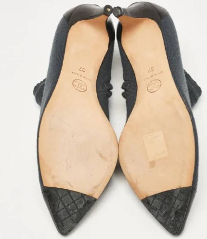 Chanel Vintage Pre-owned Fabric boots Gray Dames