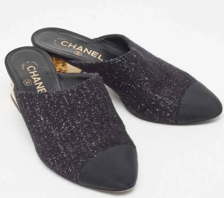 Chanel Vintage Pre-owned Fabric mules Black Dames