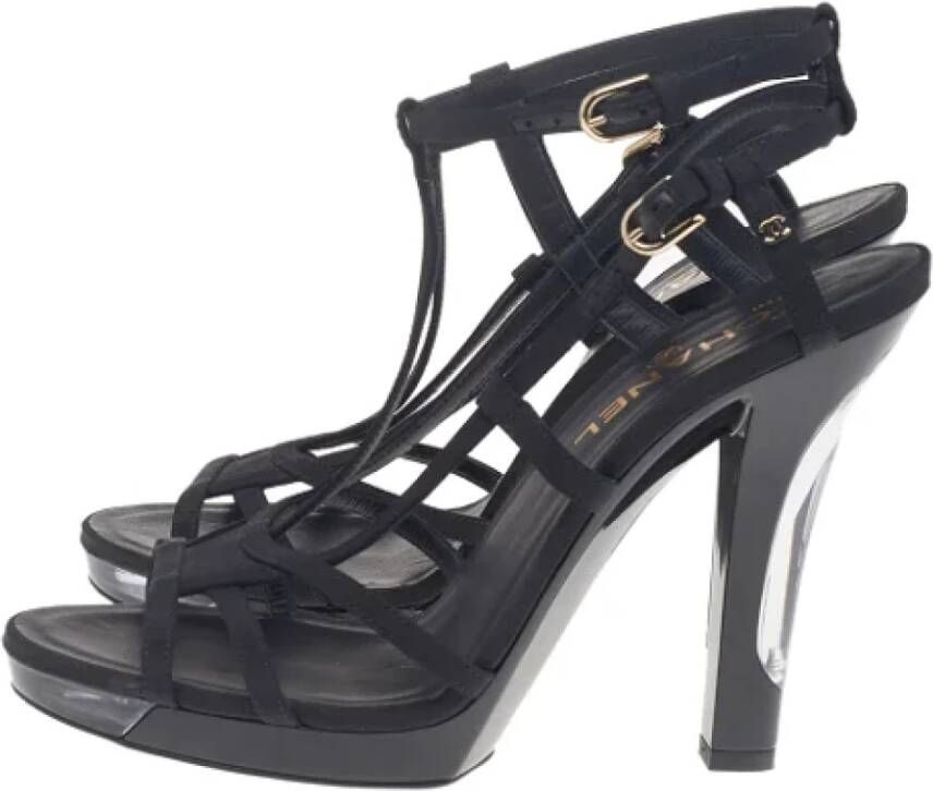 Chanel Vintage Pre-owned Fabric sandals Black Dames