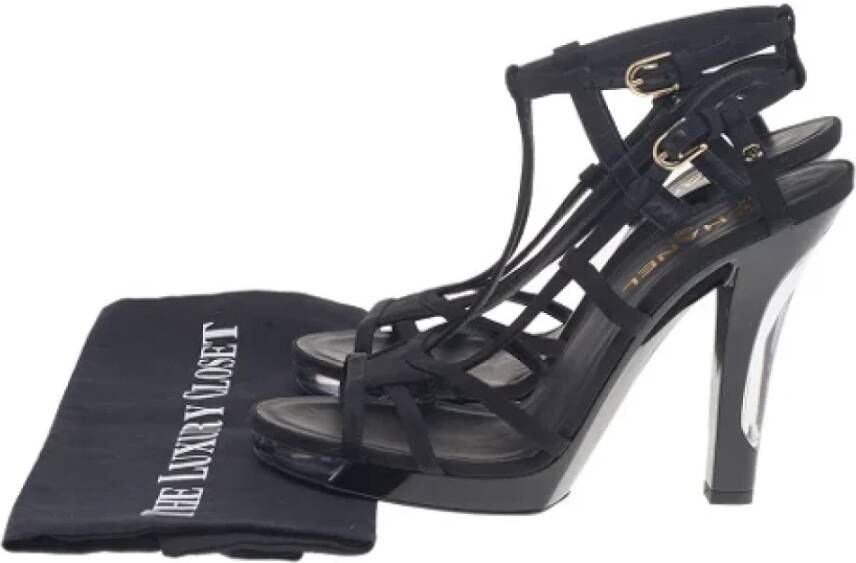 Chanel Vintage Pre-owned Fabric sandals Black Dames