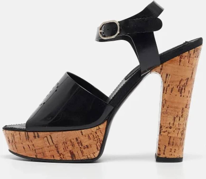 Chanel Vintage Pre-owned Fabric sandals Black Dames