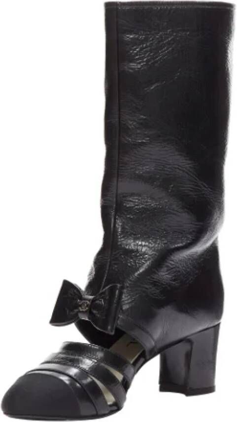 Chanel Vintage Pre-owned Leather boots Black Dames
