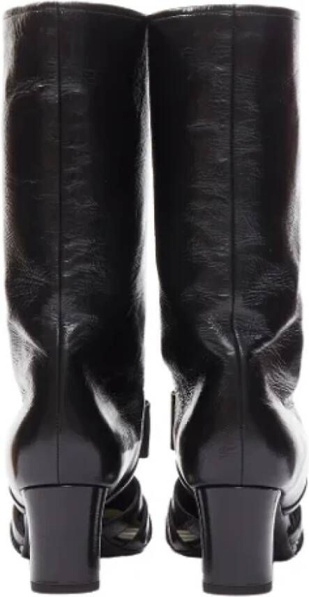 Chanel Vintage Pre-owned Leather boots Black Dames