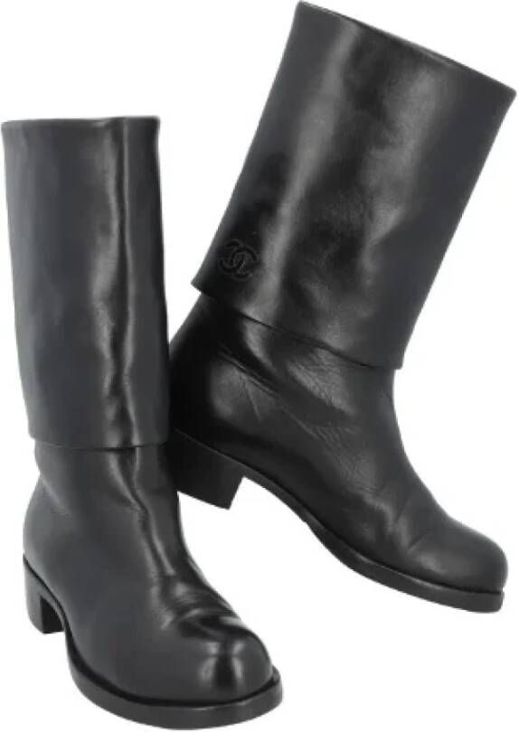 Chanel Vintage Pre-owned Leather boots Black Dames