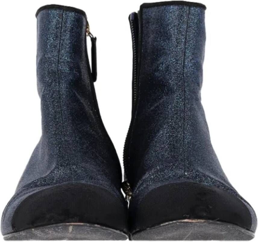 Chanel Vintage Pre-owned Leather boots Blue Dames