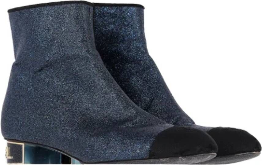 Chanel Vintage Pre-owned Leather boots Blue Dames