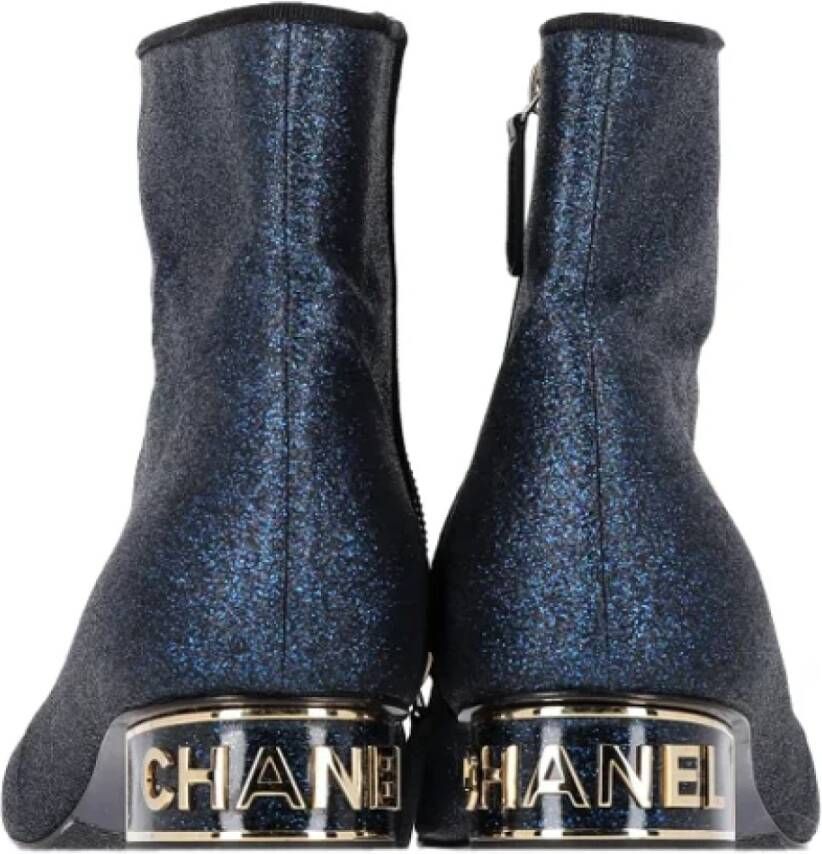Chanel Vintage Pre-owned Leather boots Blue Dames