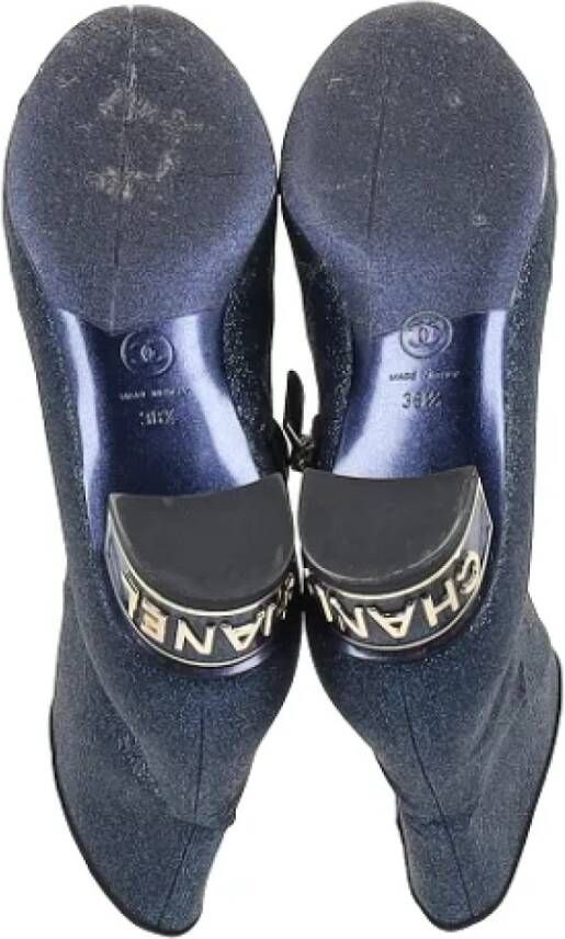Chanel Vintage Pre-owned Leather boots Blue Dames