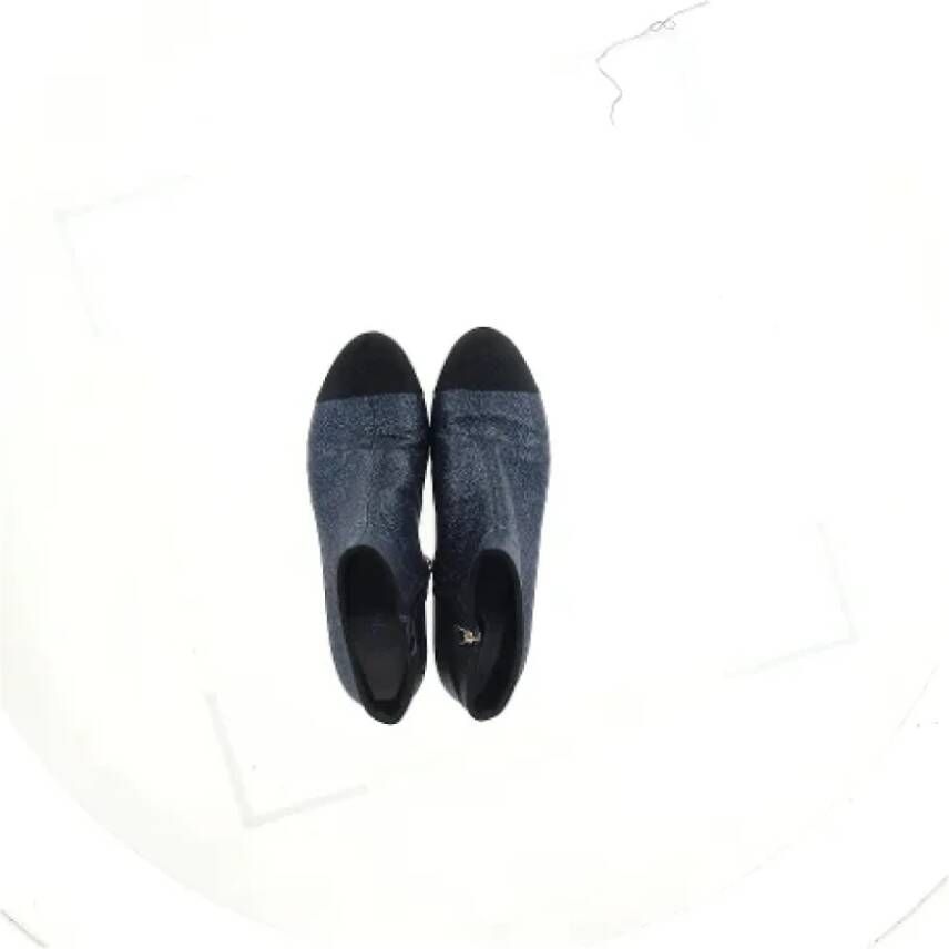 Chanel Vintage Pre-owned Leather boots Blue Dames