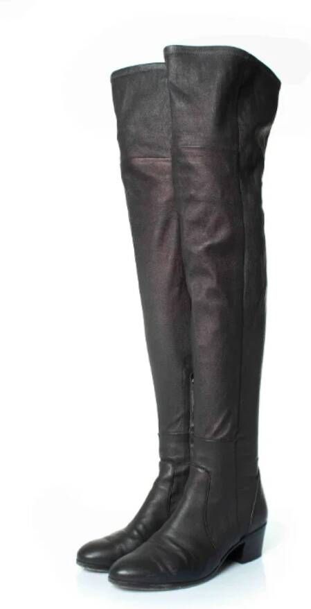 Chanel Vintage Pre-owned Leather boots Gray Dames