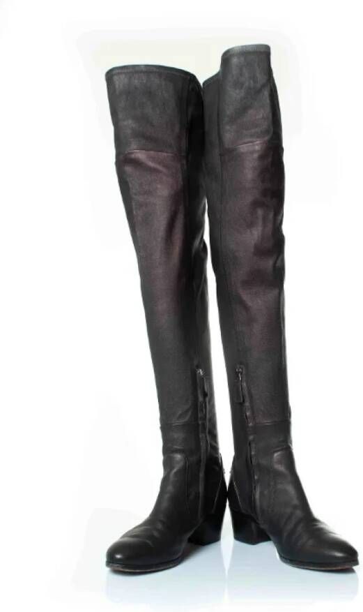 Chanel Vintage Pre-owned Leather boots Gray Dames